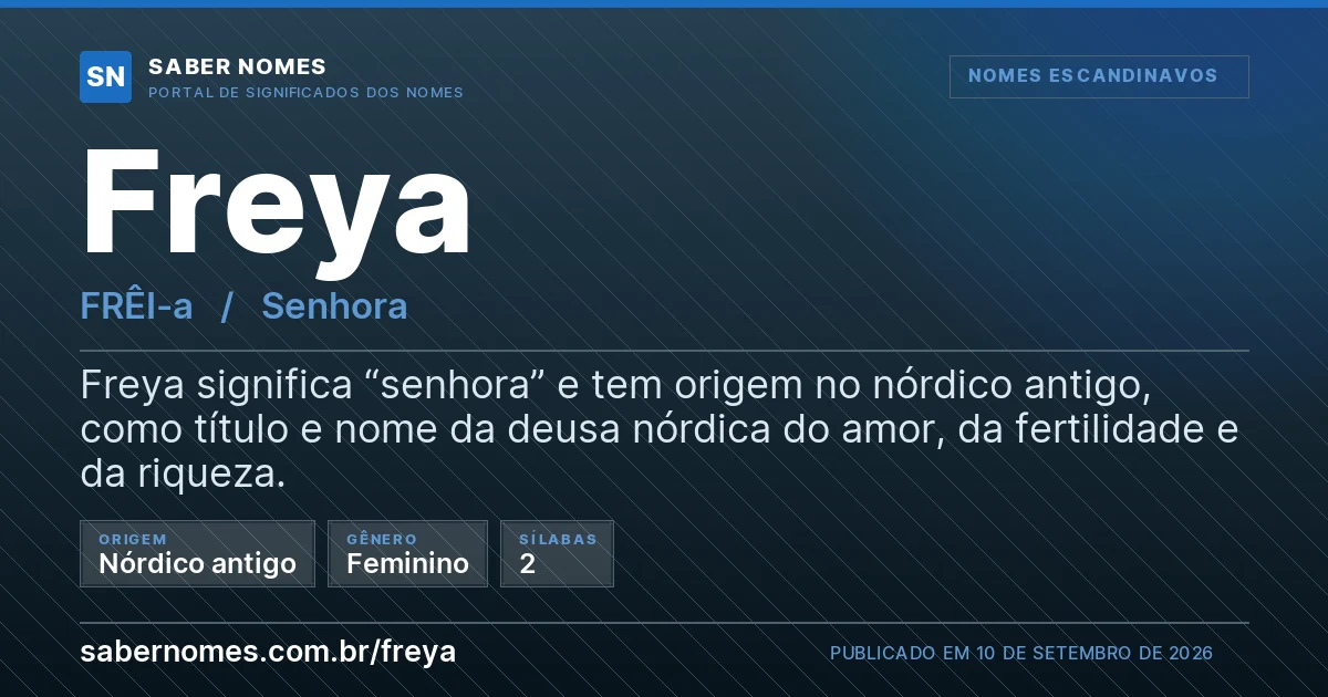 Imagem com o significado do nome Freya