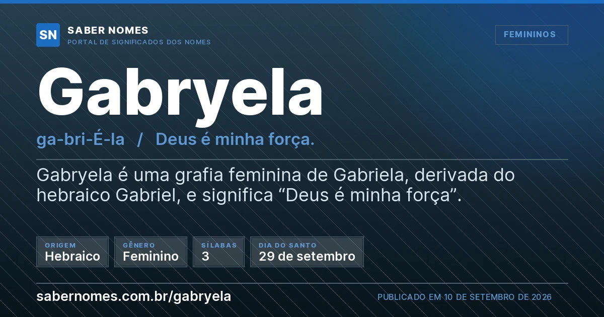 Imagem com o significado do nome Gabryela