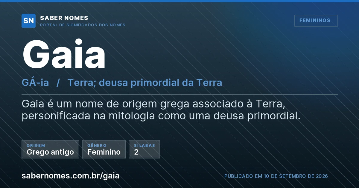 Imagem com o significado do nome Gaia