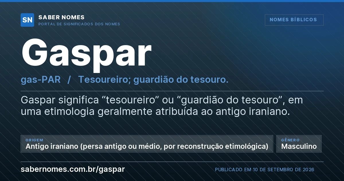 Imagem com o significado do nome Gaspar