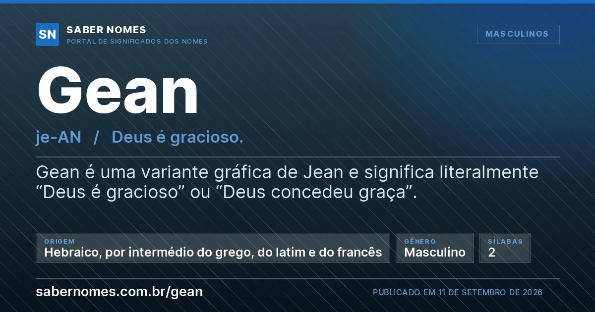 Imagem com o significado do nome Gean
