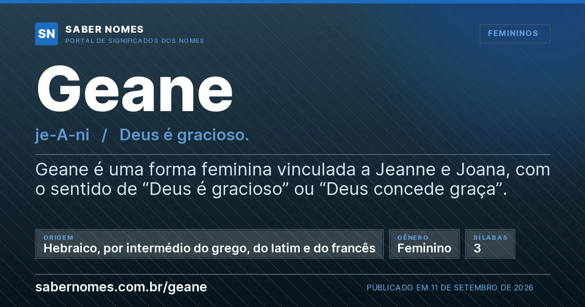 Imagem com o significado do nome Geane