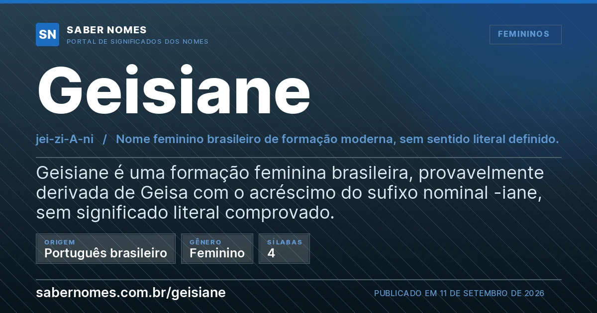 Imagem com o significado do nome Geisiane