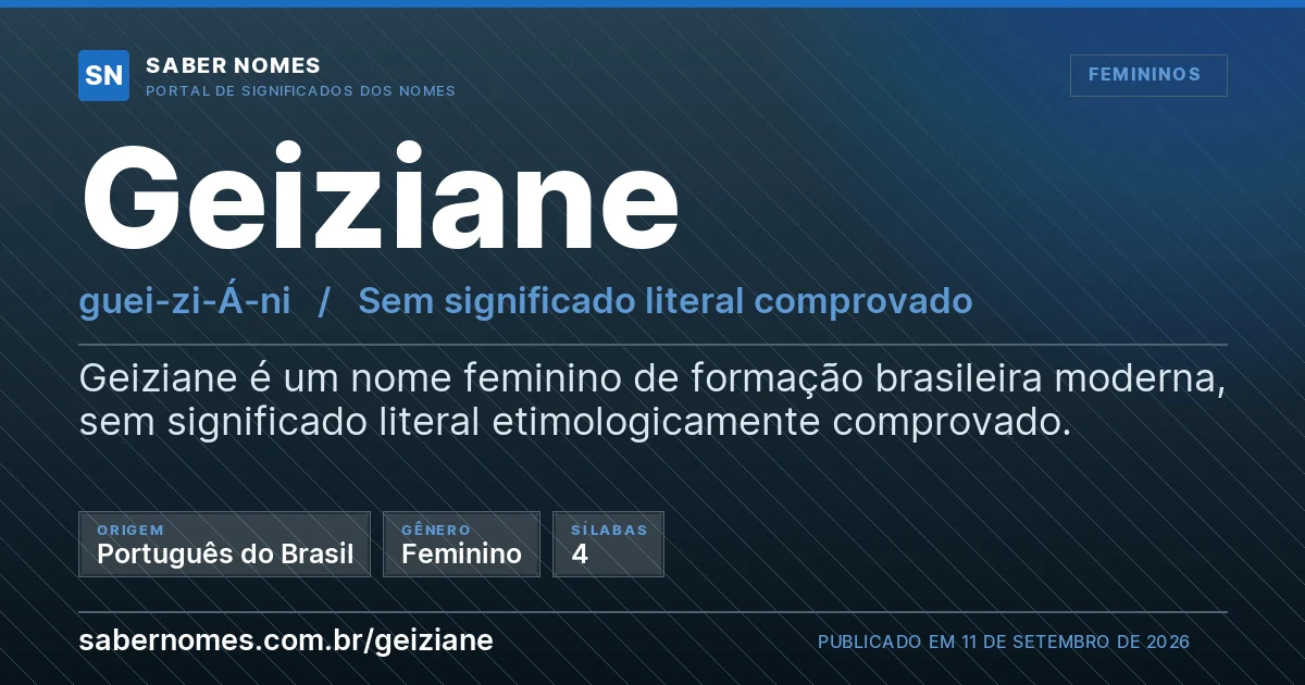 Imagem com o significado do nome Geiziane