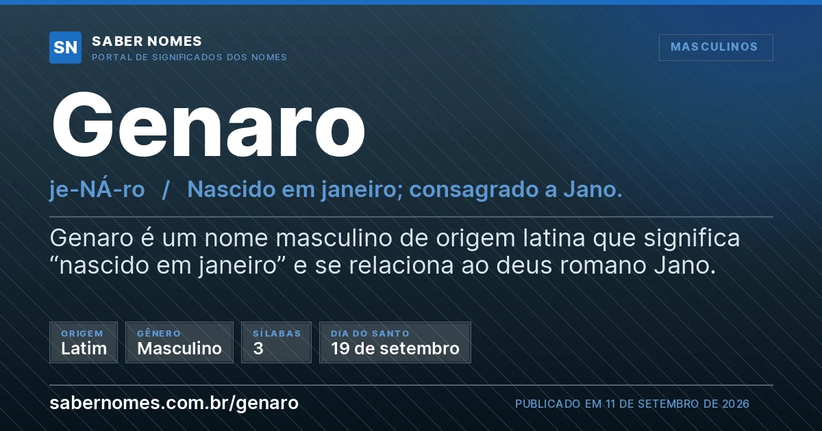 Imagem com o significado do nome Genaro