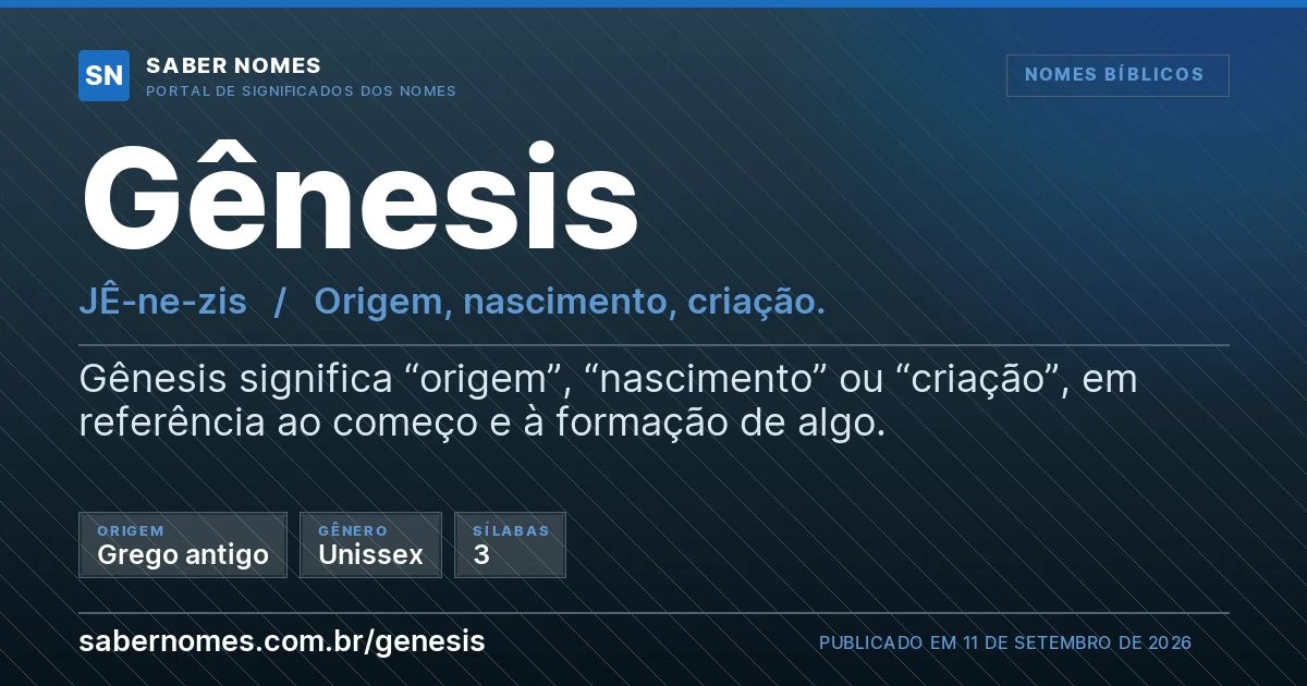 Imagem com o significado do nome Gênesis