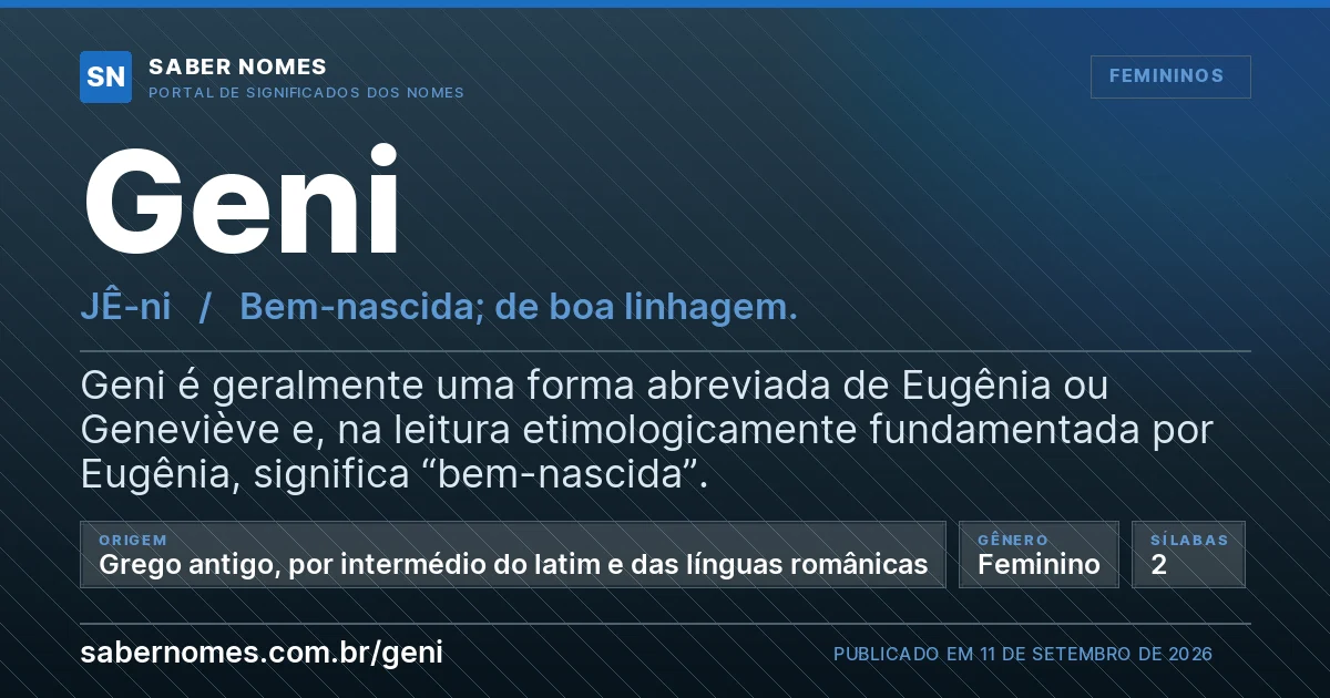 Imagem com o significado do nome Geni