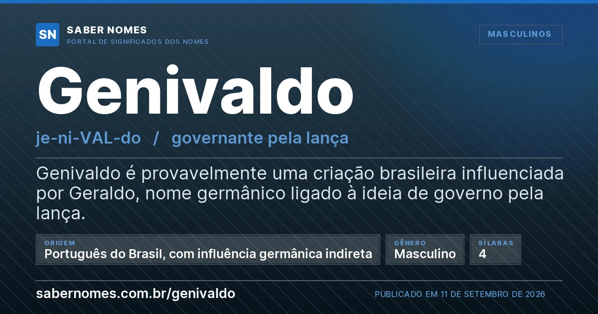 Imagem com o significado do nome Genivaldo