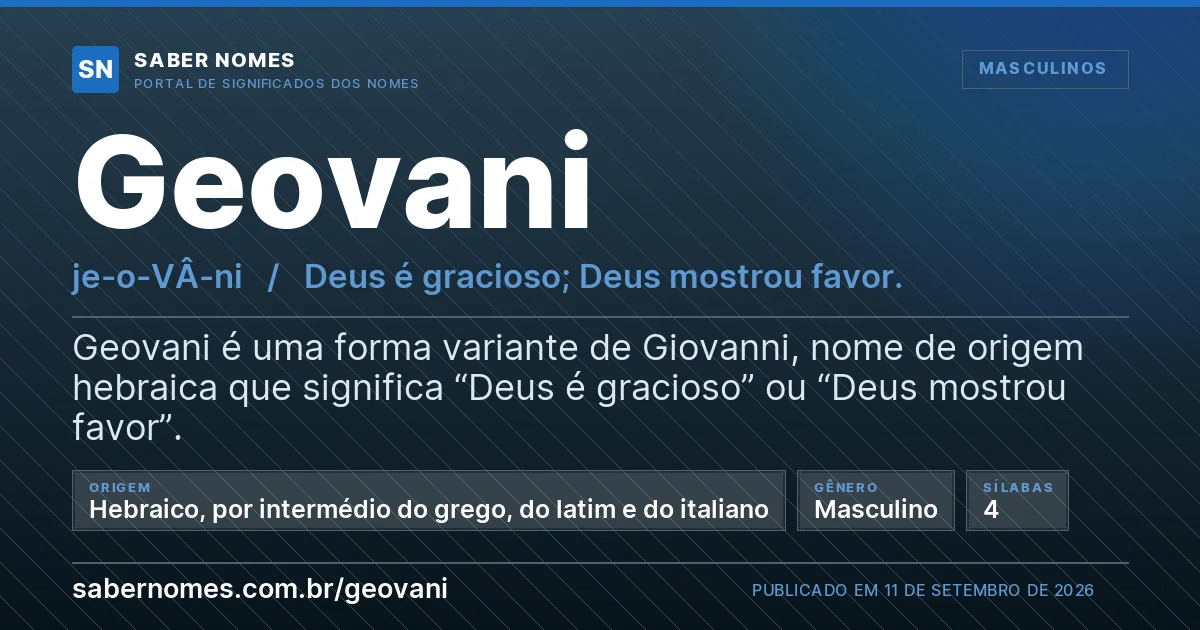 Imagem com o significado do nome Geovani