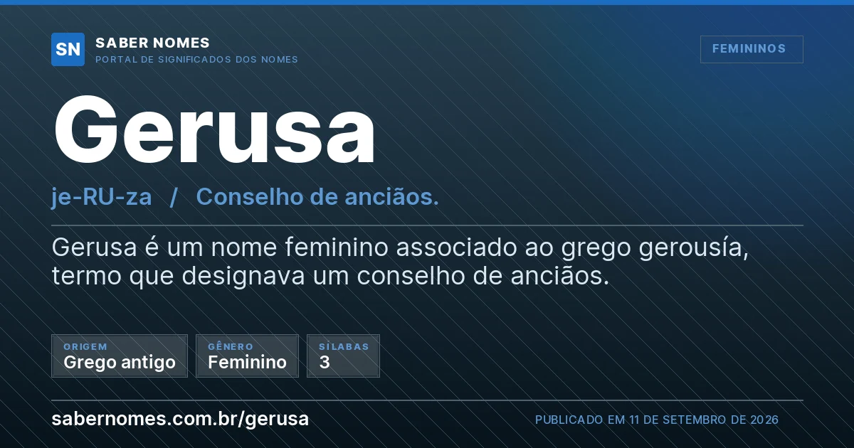 Imagem com o significado do nome Gerusa