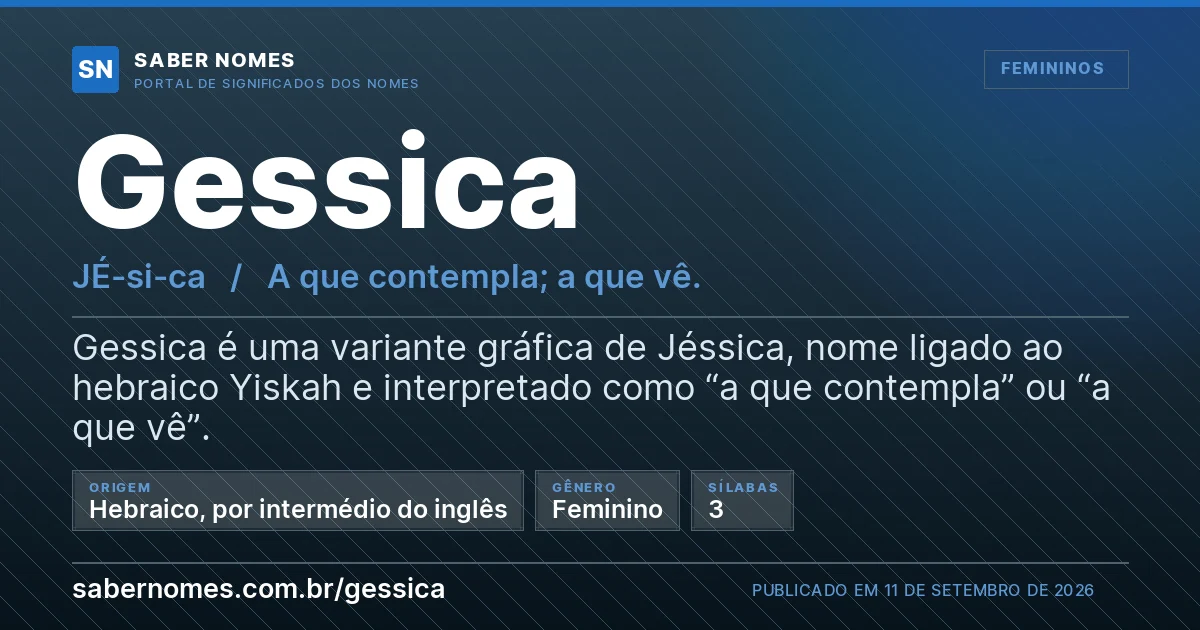 Imagem com o significado do nome Gessica