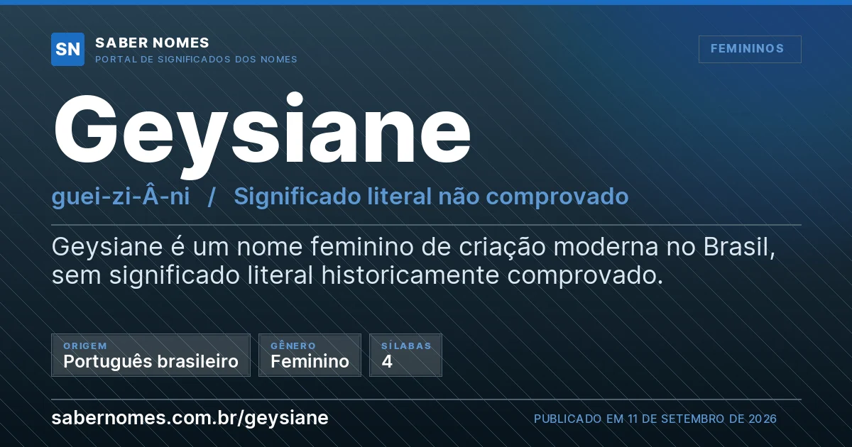 Imagem com o significado do nome Geysiane
