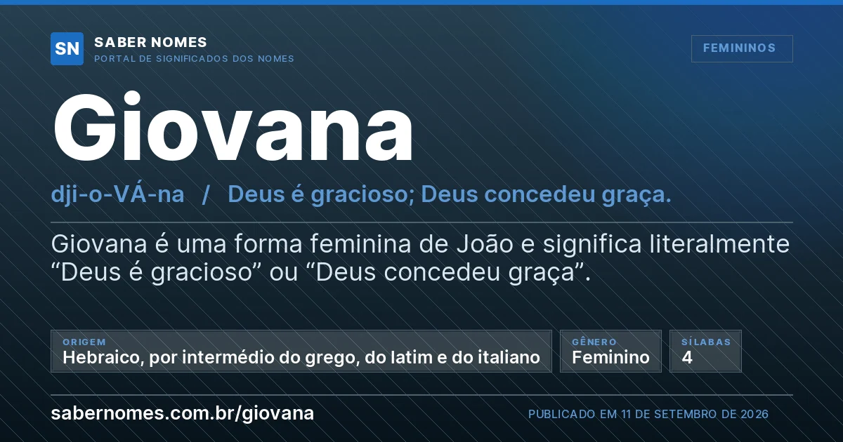 Imagem com o significado do nome Giovana