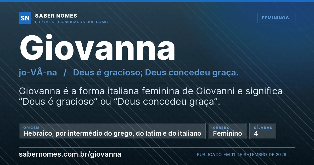 Imagem com o significado do nome Giovanna