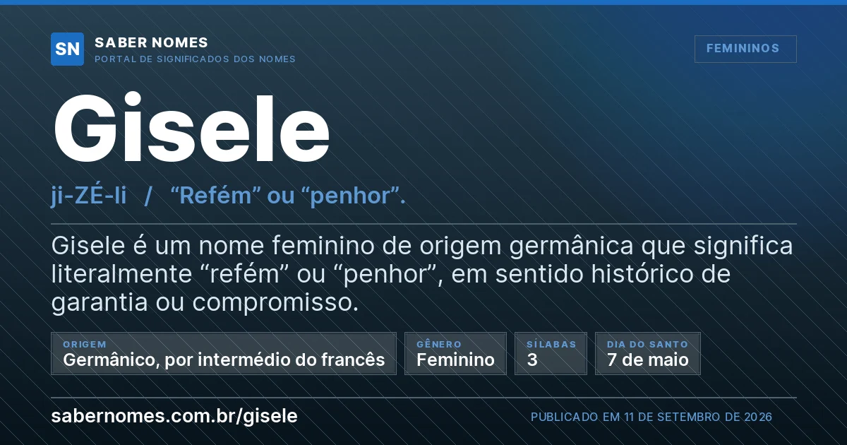 Imagem com o significado do nome Gisele
