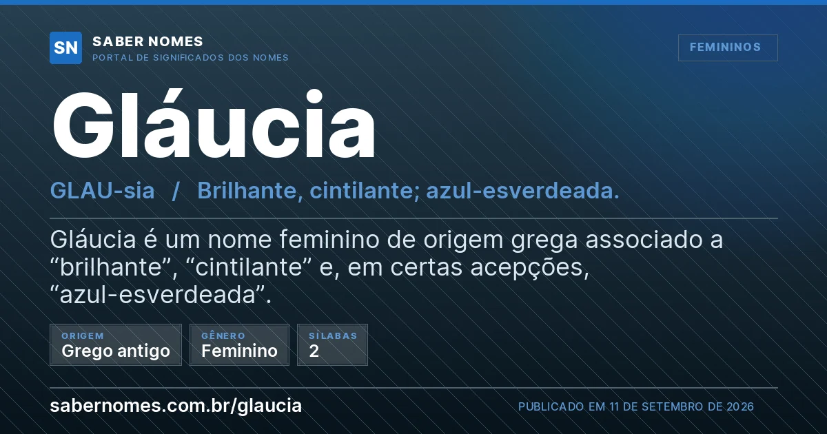 Imagem com o significado do nome Gláucia
