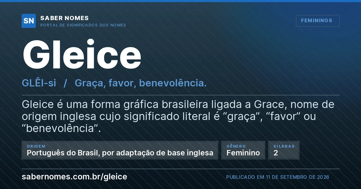 Imagem com o significado do nome Gleice