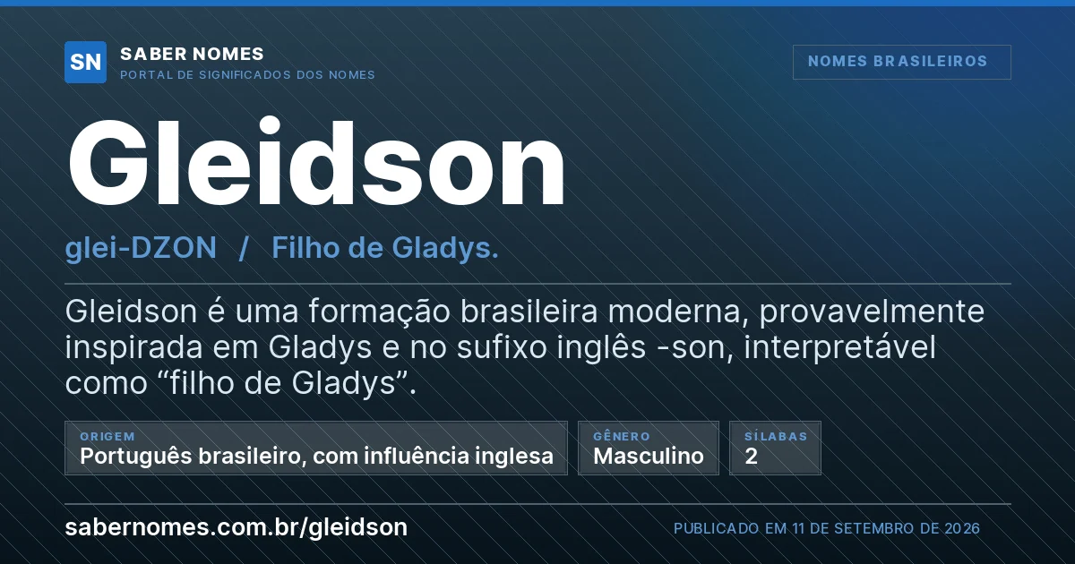 Imagem com o significado do nome Gleidson