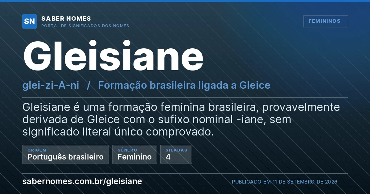 Imagem com o significado do nome Gleisiane