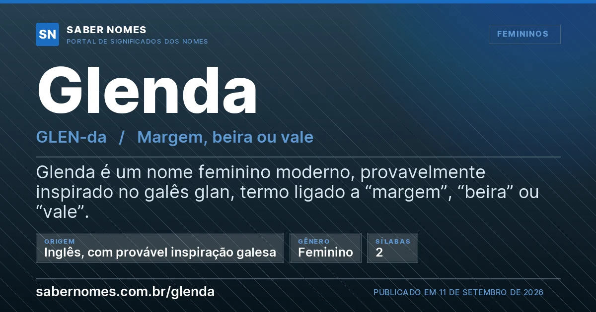 Imagem com o significado do nome Glenda