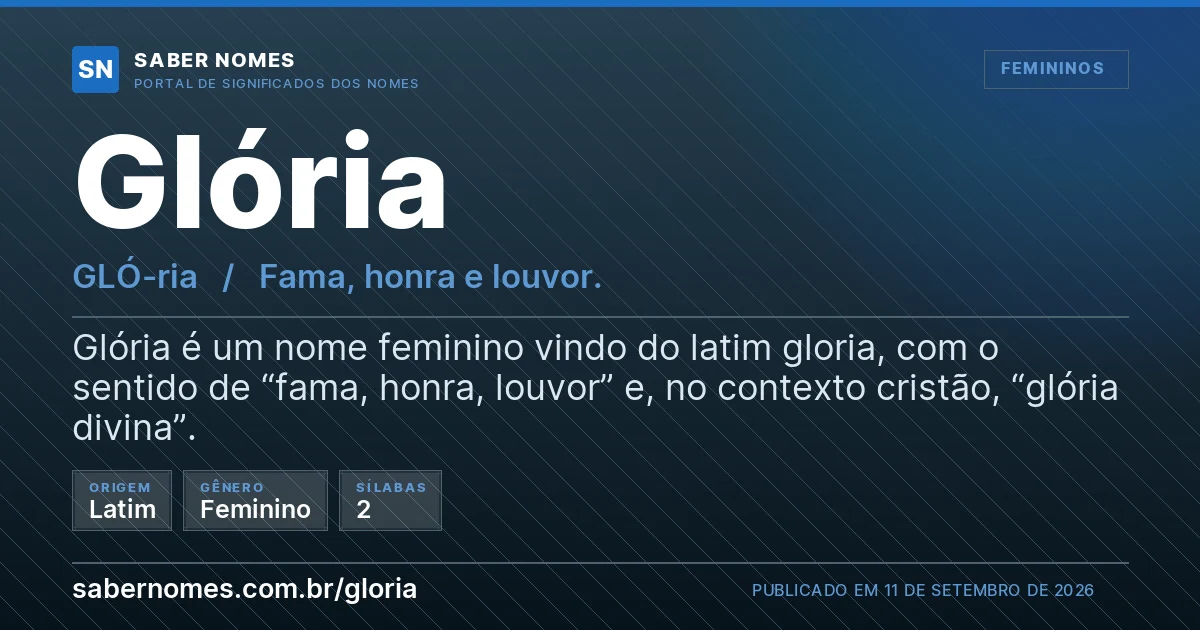 Imagem com o significado do nome Glória