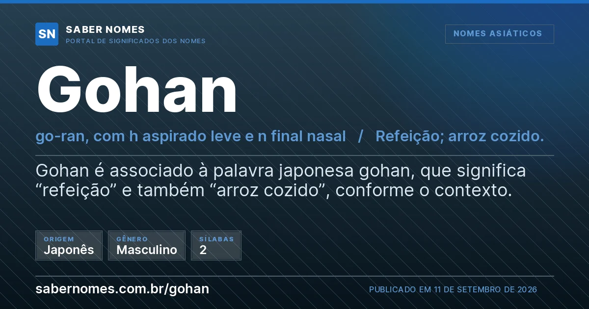 Imagem com o significado do nome Gohan