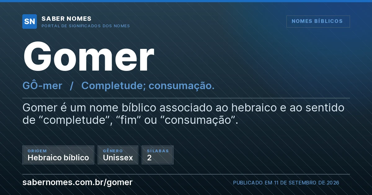 Imagem com o significado do nome Gomer