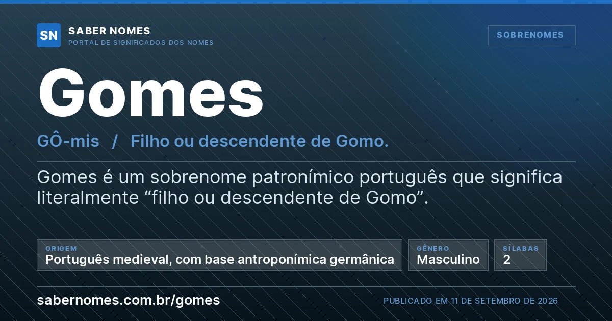 Imagem com o significado do nome Gomes