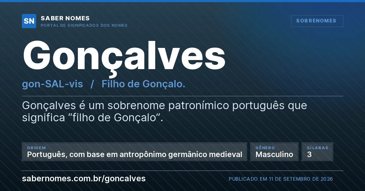 Imagem com o significado do nome Gonçalves