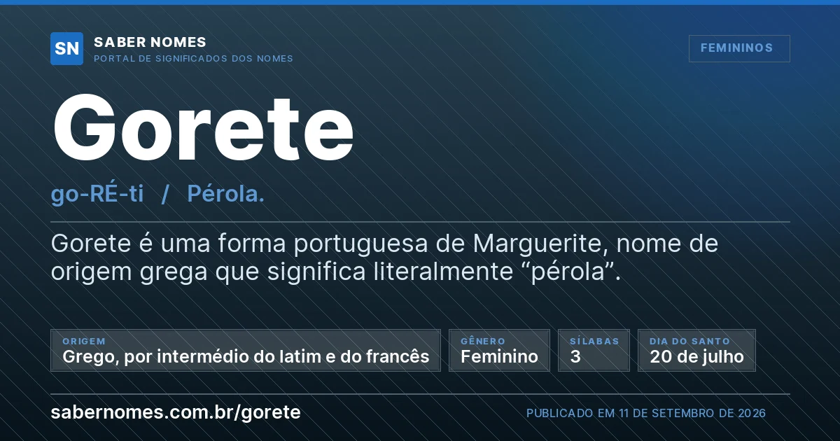 Imagem com o significado do nome Gorete