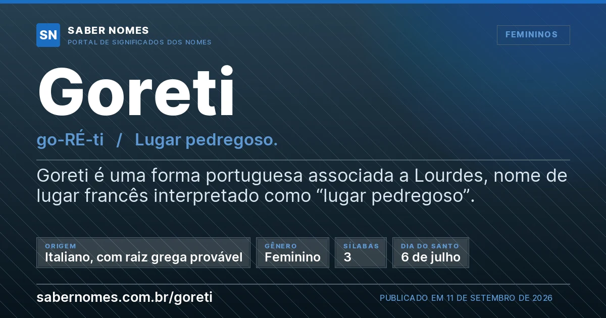 Imagem com o significado do nome Goreti