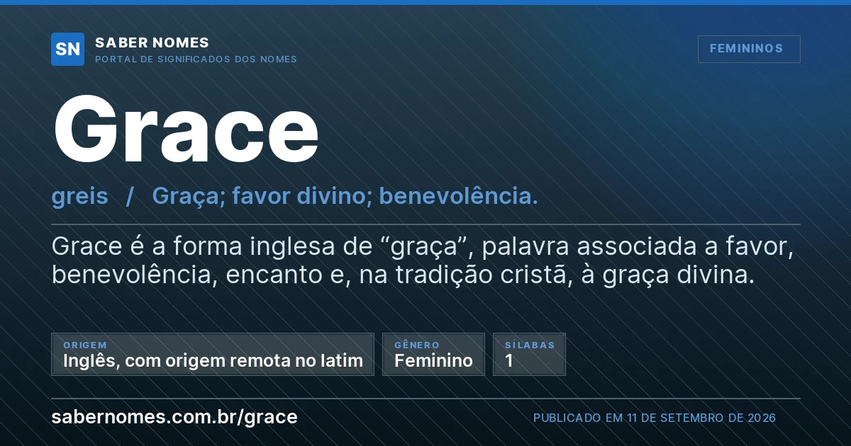 Imagem com o significado do nome Grace
