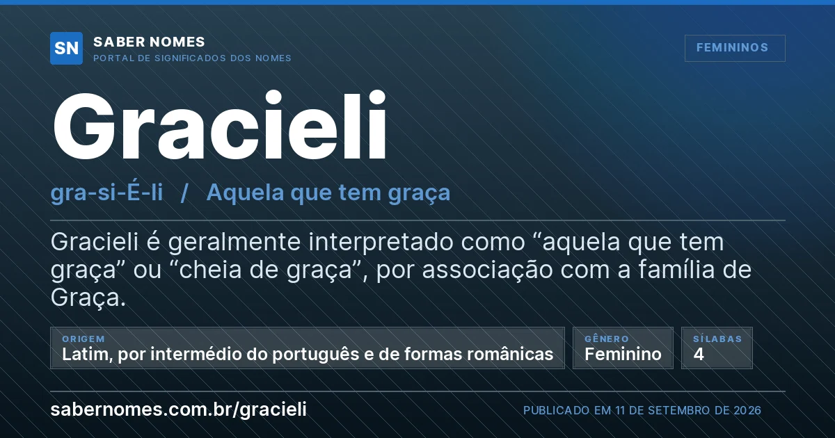 Imagem com o significado do nome Gracieli