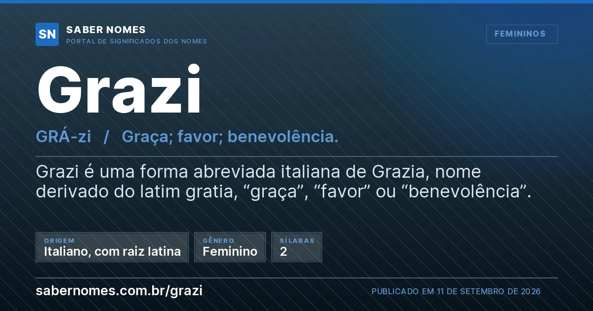 Imagem com o significado do nome Grazi