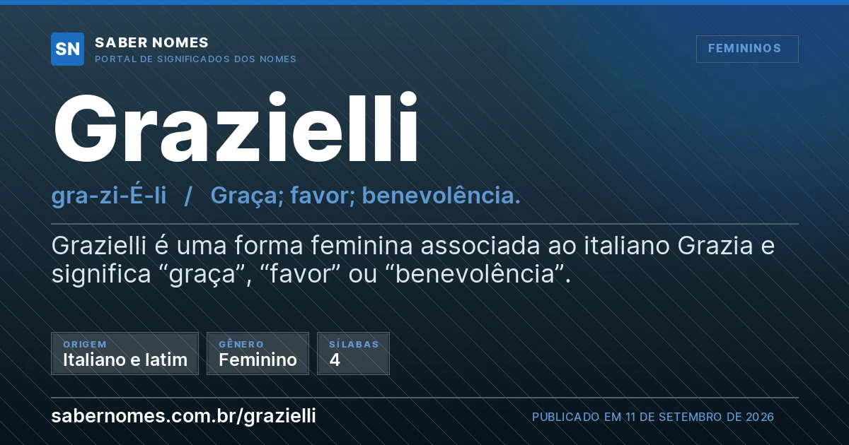 Imagem com o significado do nome Grazielli