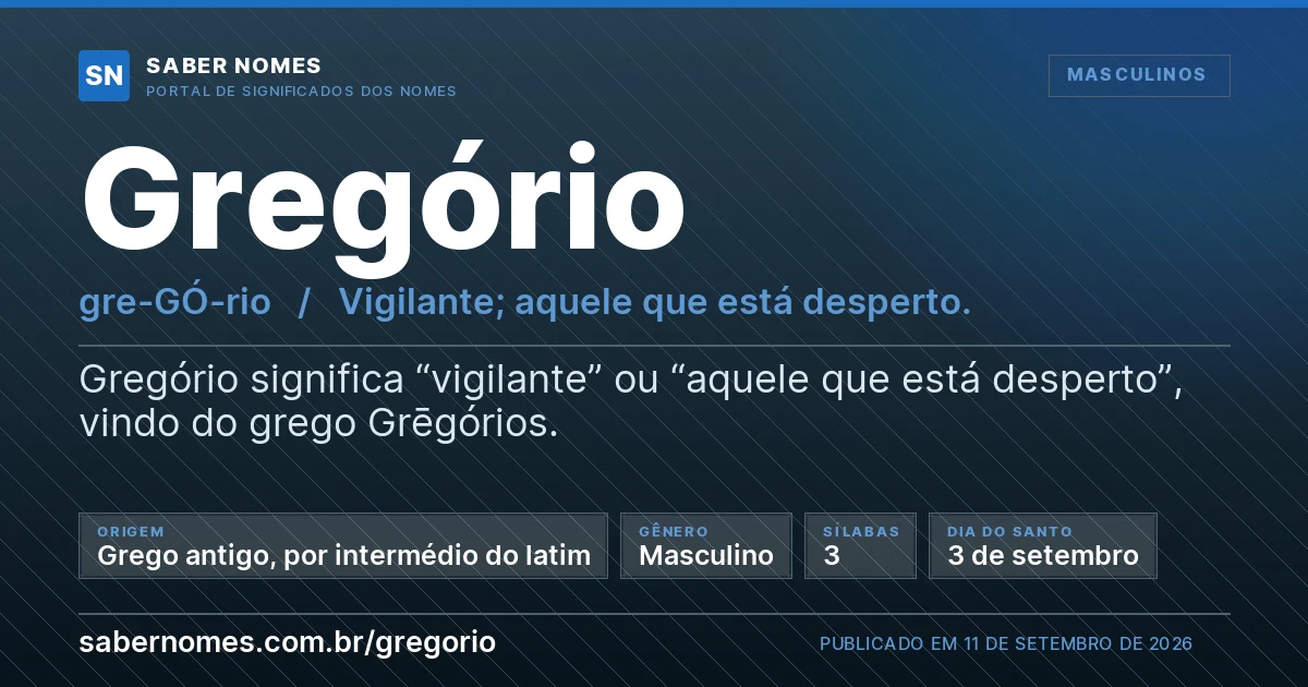 Imagem com o significado do nome Gregório