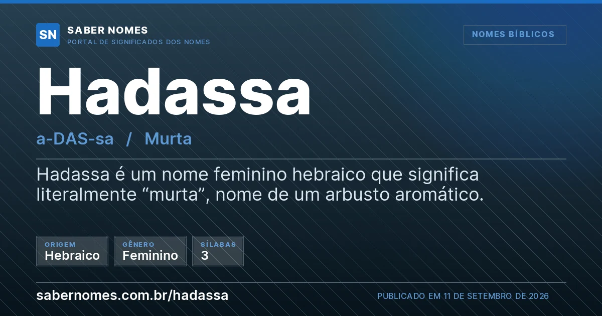 Imagem com o significado do nome Hadassa
