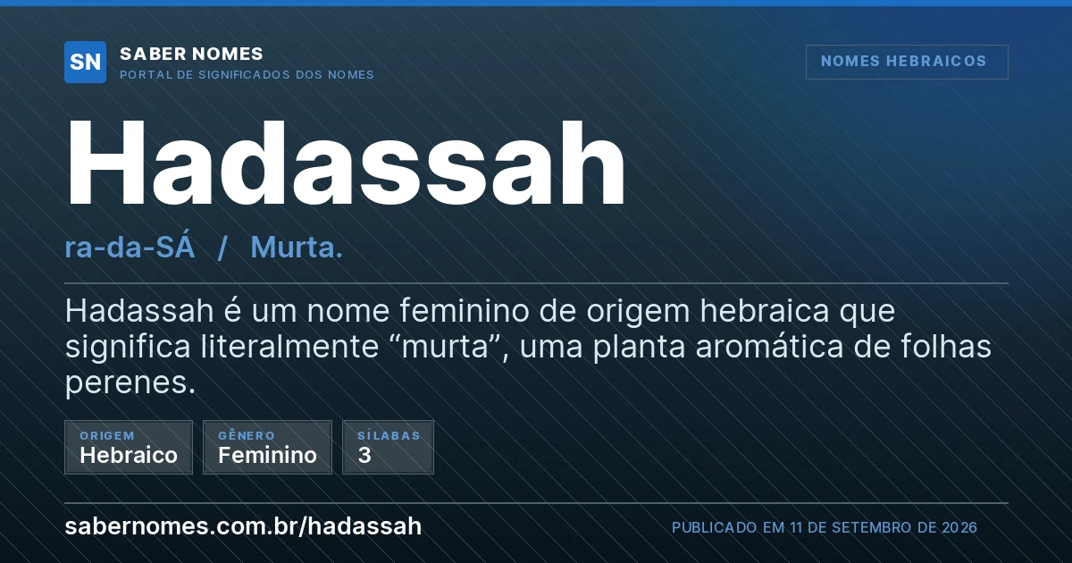 Imagem com o significado do nome Hadassah