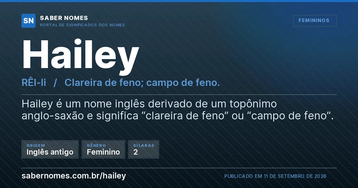 Imagem com o significado do nome Hailey