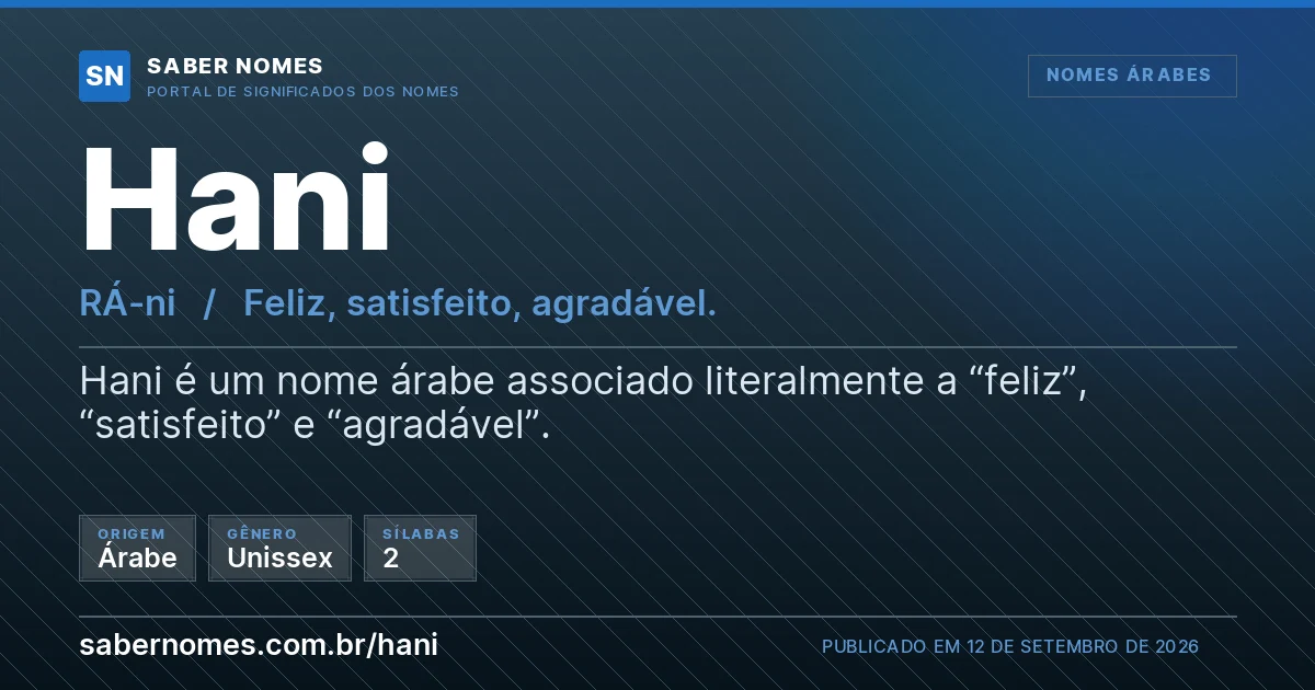 Imagem com o significado do nome Hani