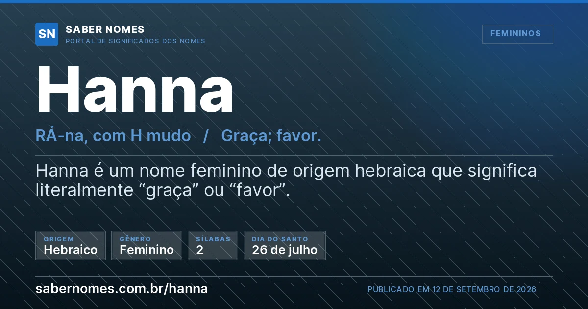Imagem com o significado do nome Hanna
