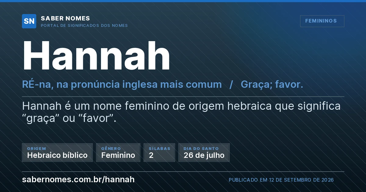 Imagem com o significado do nome Hannah