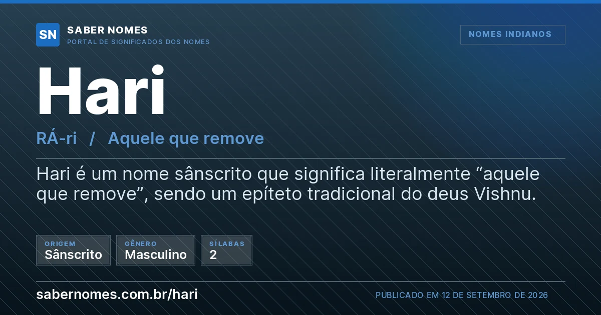 Imagem com o significado do nome Hari