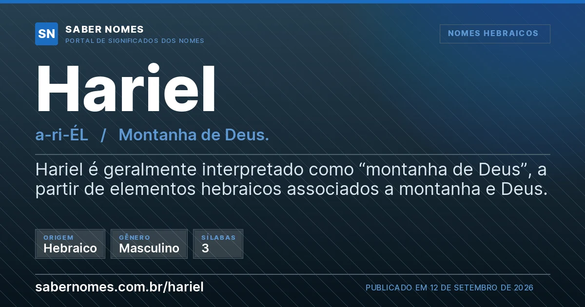 Imagem com o significado do nome Hariel