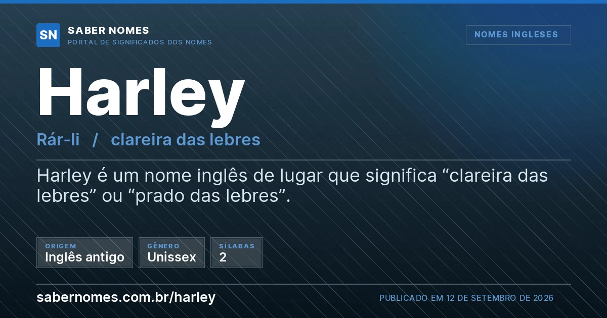 Imagem com o significado do nome Harley