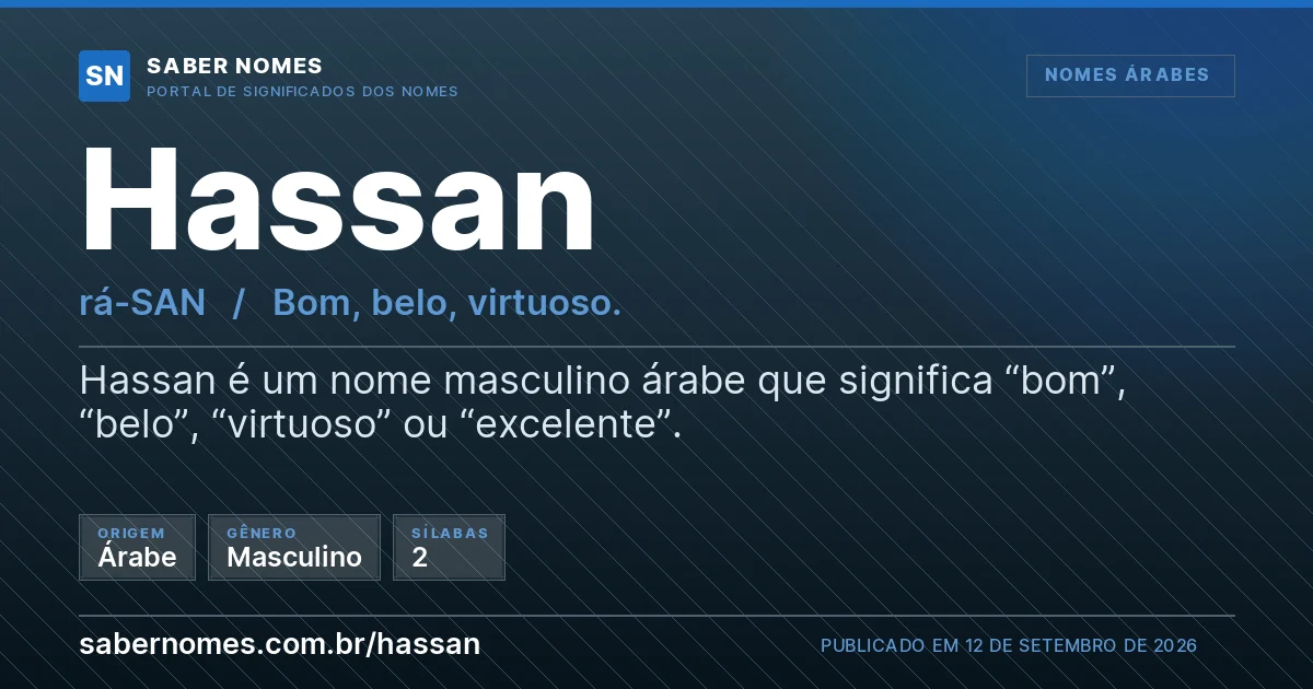 Imagem com o significado do nome Hassan