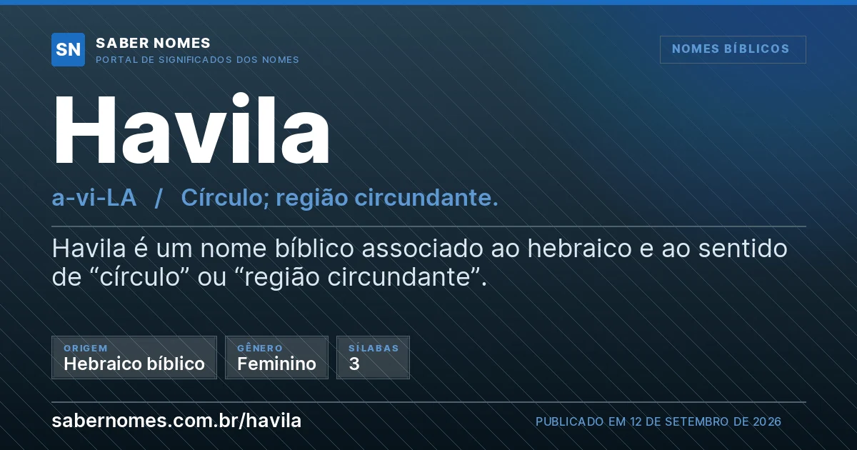 Imagem com o significado do nome Havila