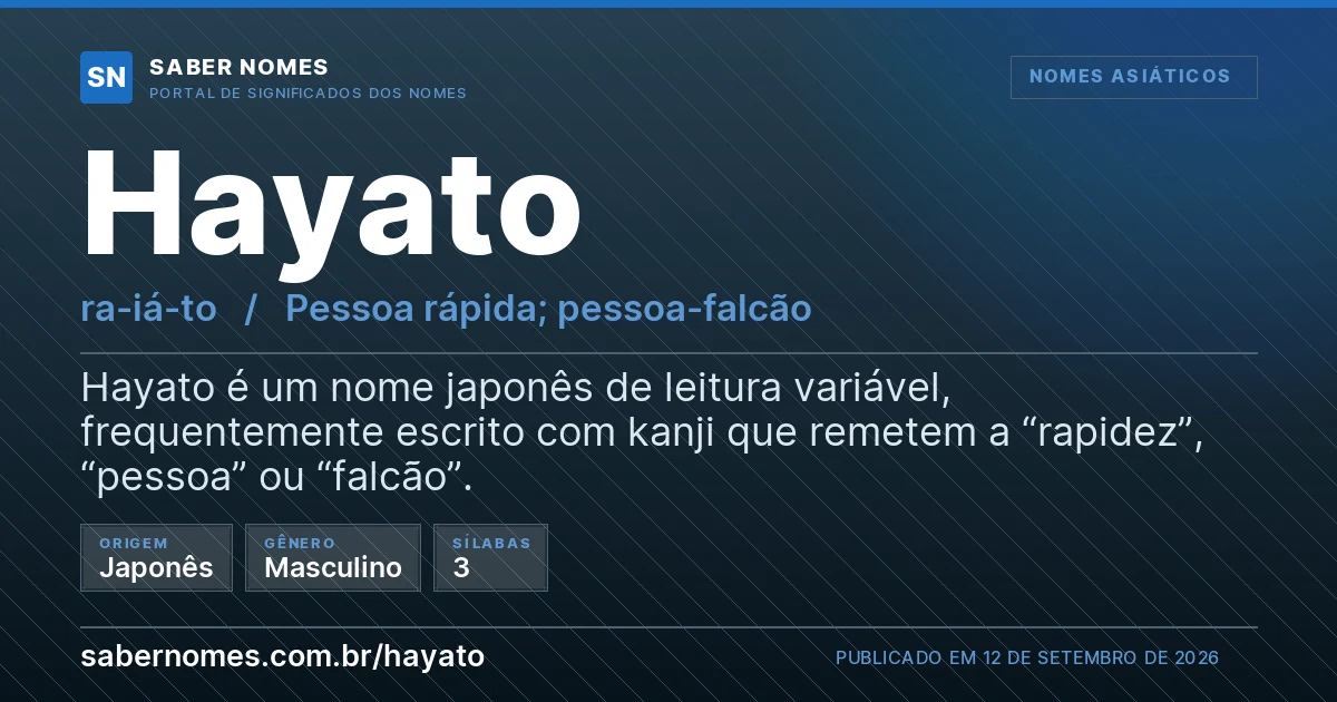 Imagem com o significado do nome Hayato