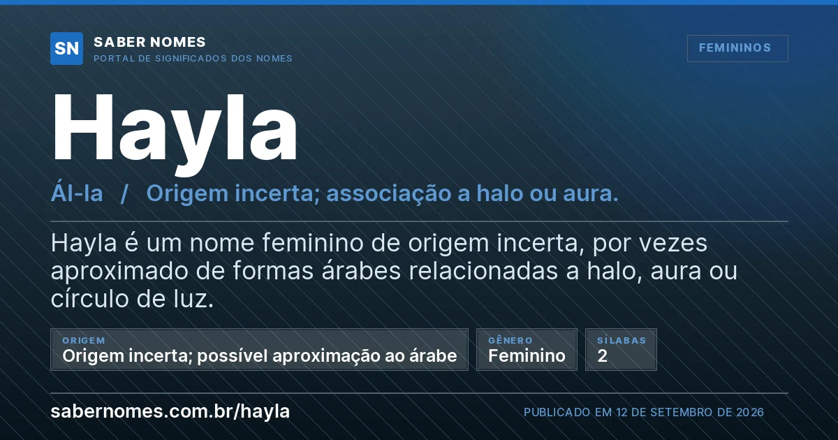 Imagem com o significado do nome Hayla