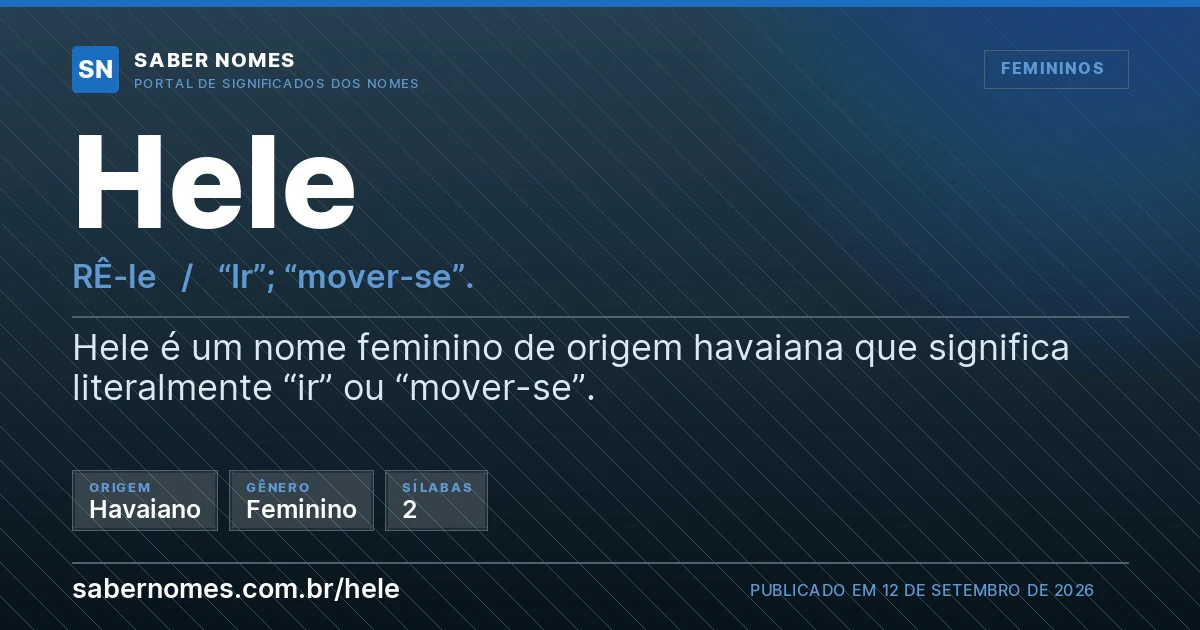 Imagem com o significado do nome Hele
